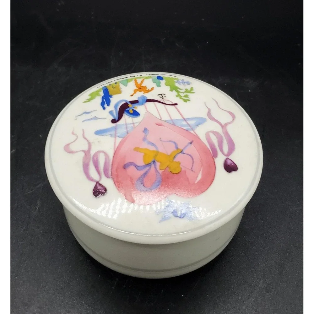 Villeroy Boch Porcelain Trinket Box Botanica A. Mercier Signed Romantic Love Lid